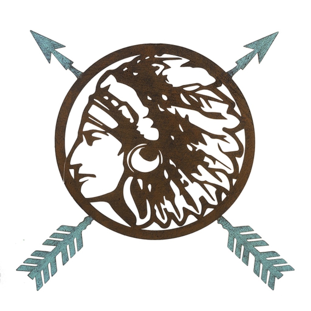 Indian Warrior Chief Head & Arrows Wall Art